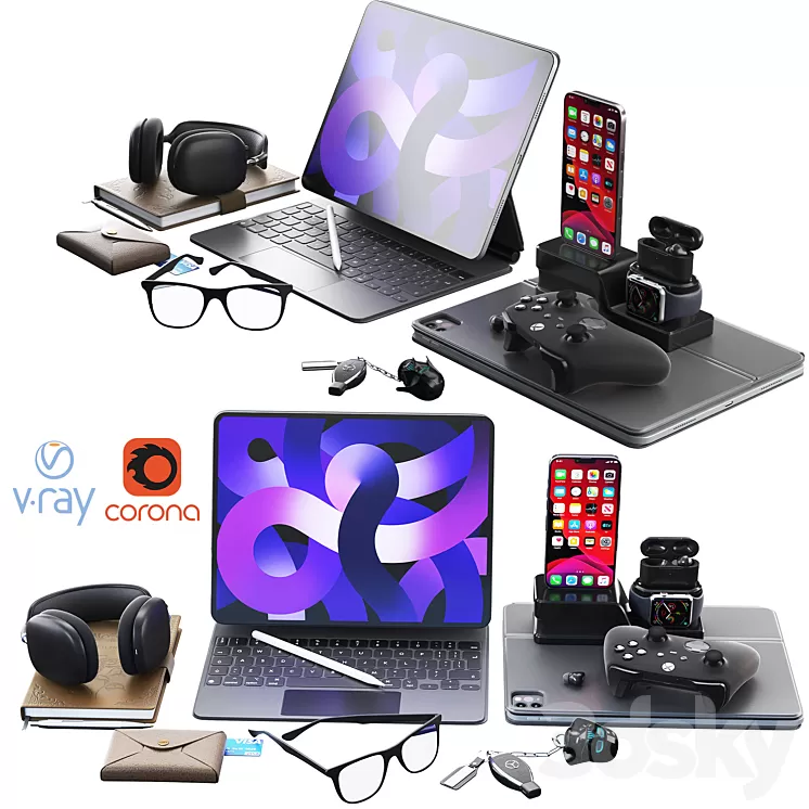 Workspace Composition / Apple Set 3D Model