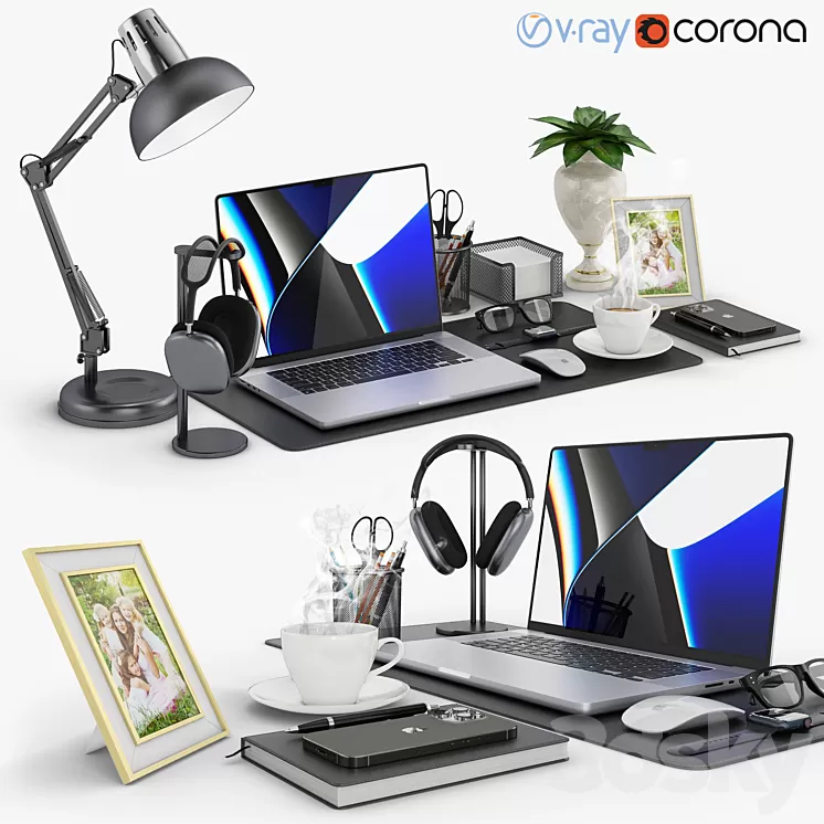 Workspace MacBook 6 3D Model Free