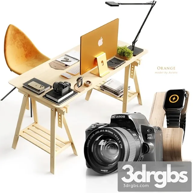 Workspace Orange 3D Model Free