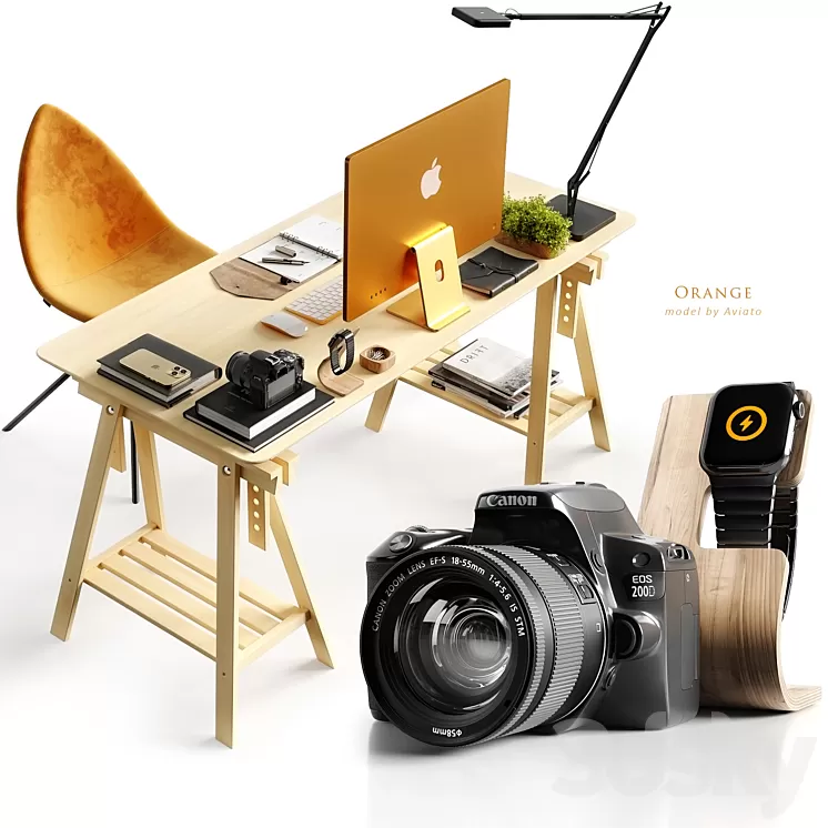 Workspace Orange 3D Model Free