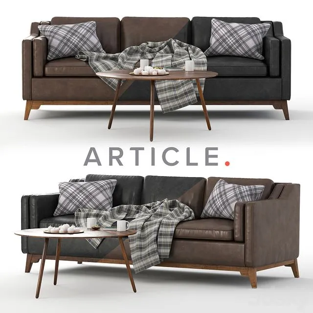 Worthington Sofa & Coffe Table Amoeba 3D Model
