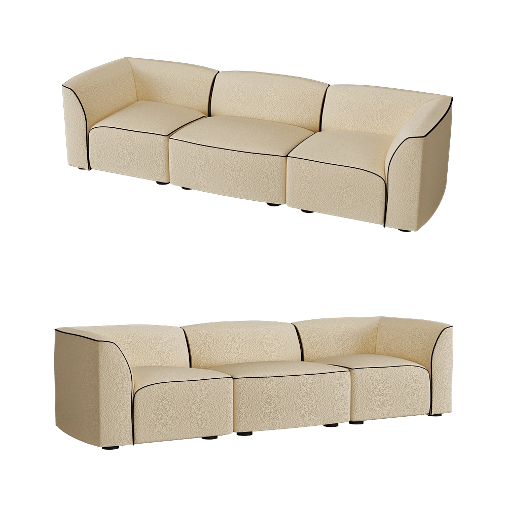 Woud - Modular  3-seater sofa Flora 3D Model