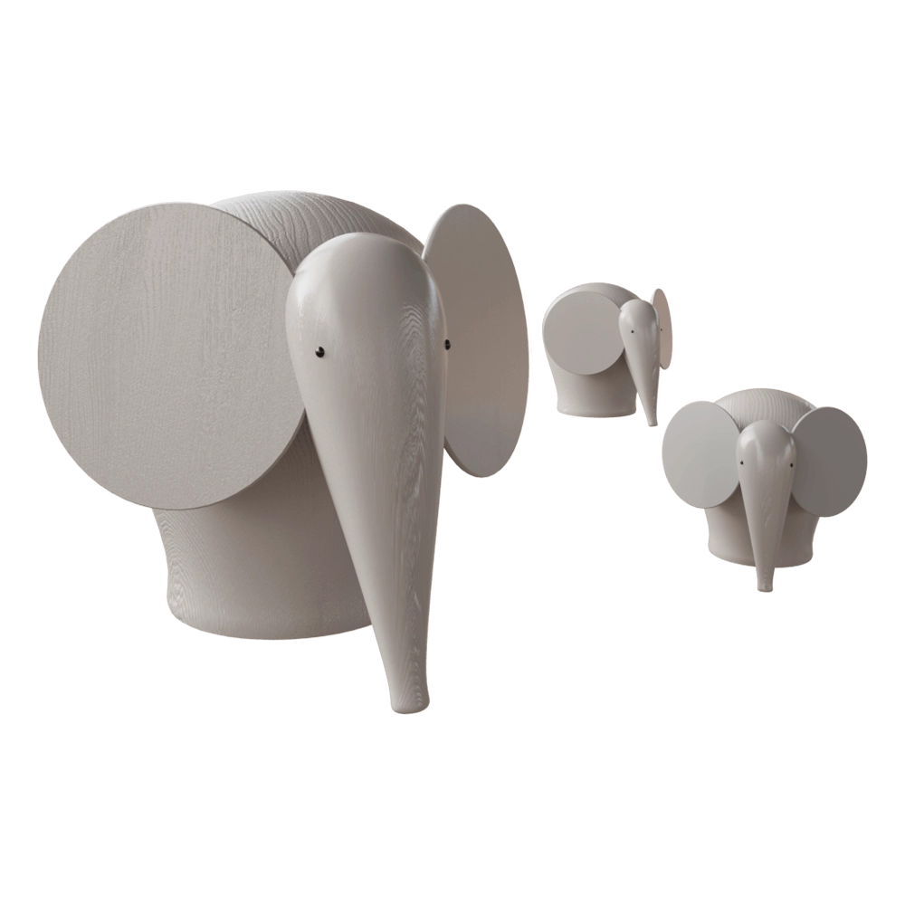 Woud - Nunu elephant taupe 3x 3D Model