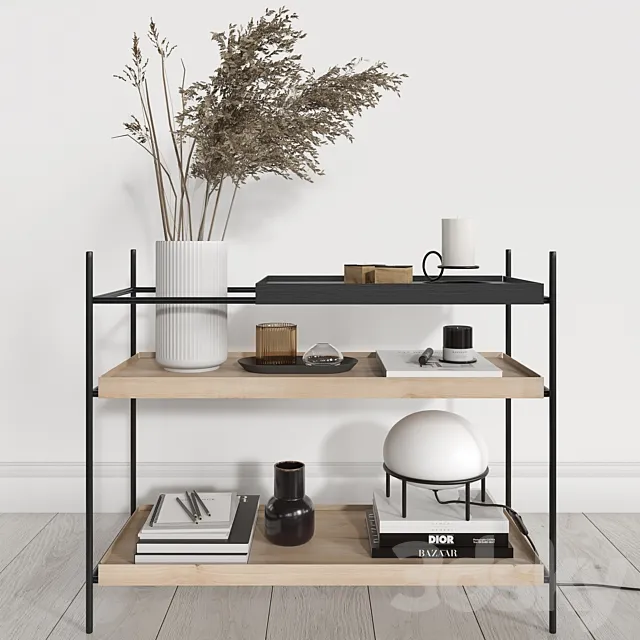 Woud Shelves with Decorative Filling 3DModel