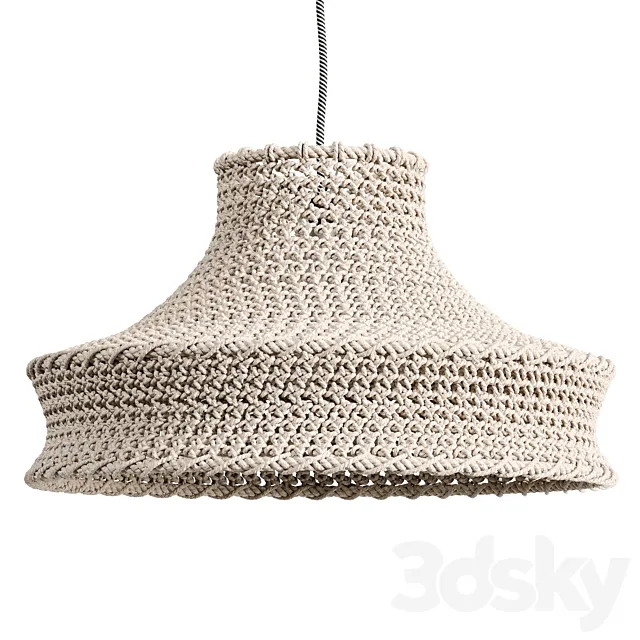 Woven White Rope Pendant Shade 3D Model