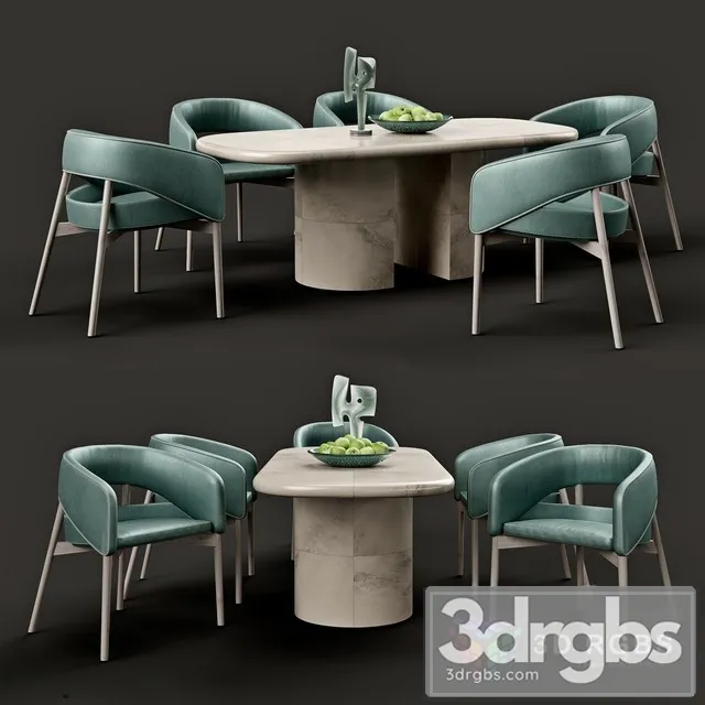 Wrapped Dinning Table Dino chair 3D Model Free