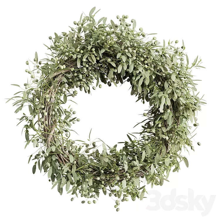 Wreath Set 16 - Olive 3D Model Free