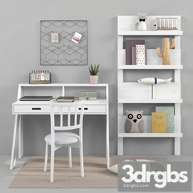 Writing desk and decor for a child 17 3D Model Free