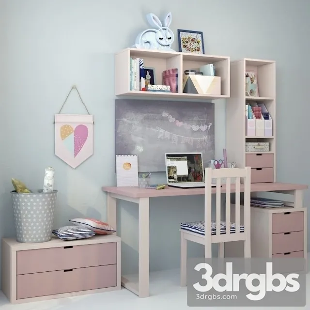 Writing Desk And Decor For A Child 5 3D Model Free