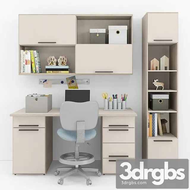 Writing desk and decor for a child 8 3D Model Download