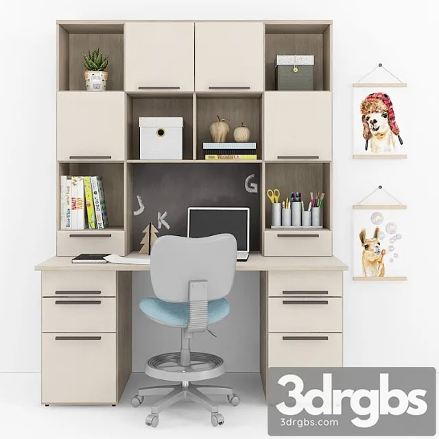 Writing desk and decor for a nursery 9 3D Model Free