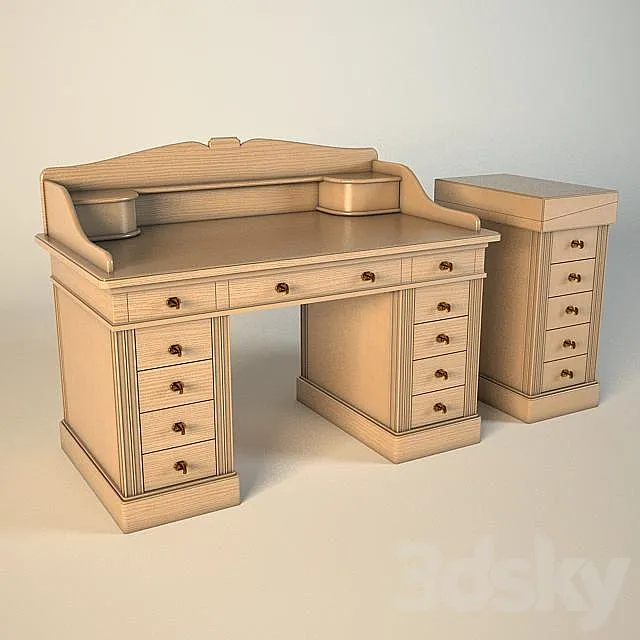Writing desk C069B and Bizzotto Art cupboard Art: C062 3DModel