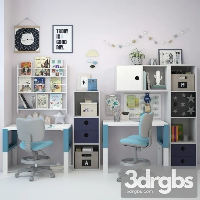 Writing Table And Decor 02 3D Model Free