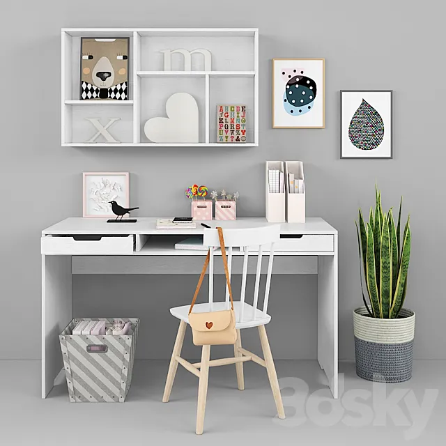 Writing-table and decor for a child 13 Free Download