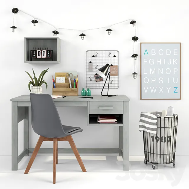 Writing-table and decor for a child 16 3D Model