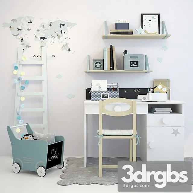 Writing-table and decor for a nursery 1 3D Model Free