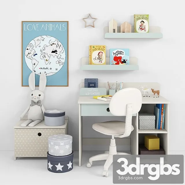 Writing table and decor for a nursery 12 3D Model Free