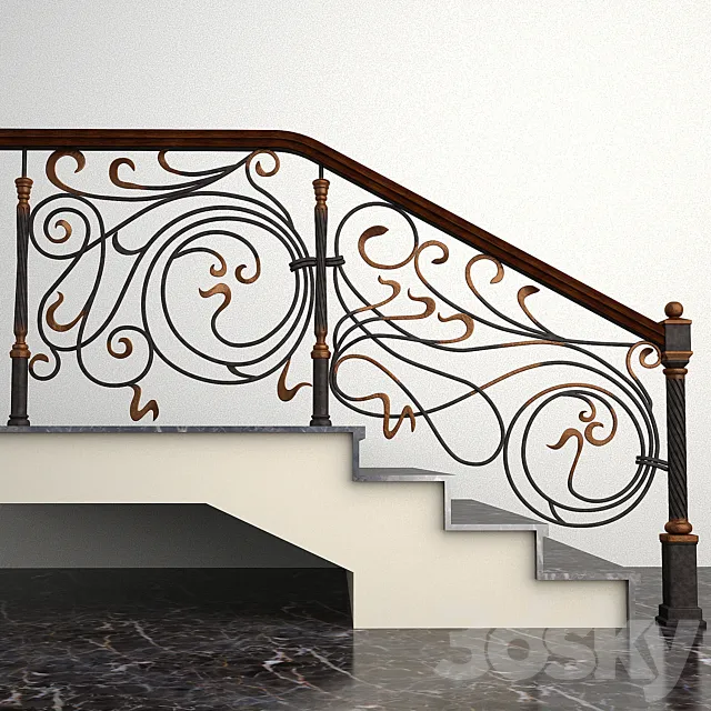 Wrought fence stairs 3DModel
