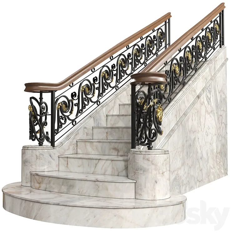 Wrought iron railing Art. 72 3D Model Free