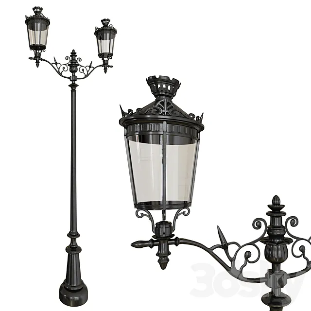 Wrought iron street lamp 3D Model