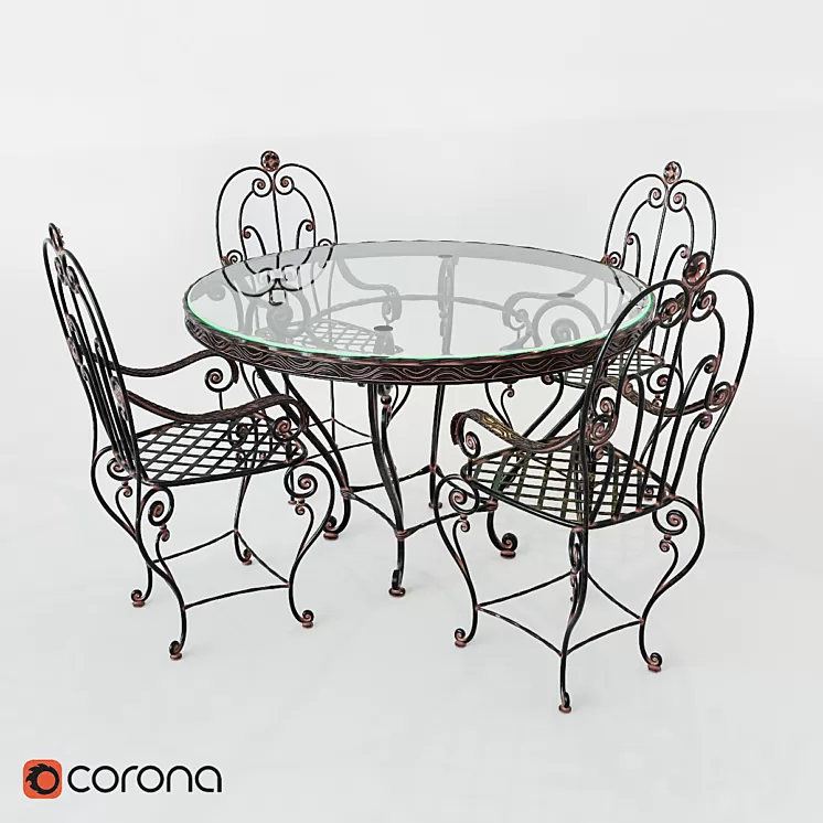 wrought-iron table and chairs 3D Model