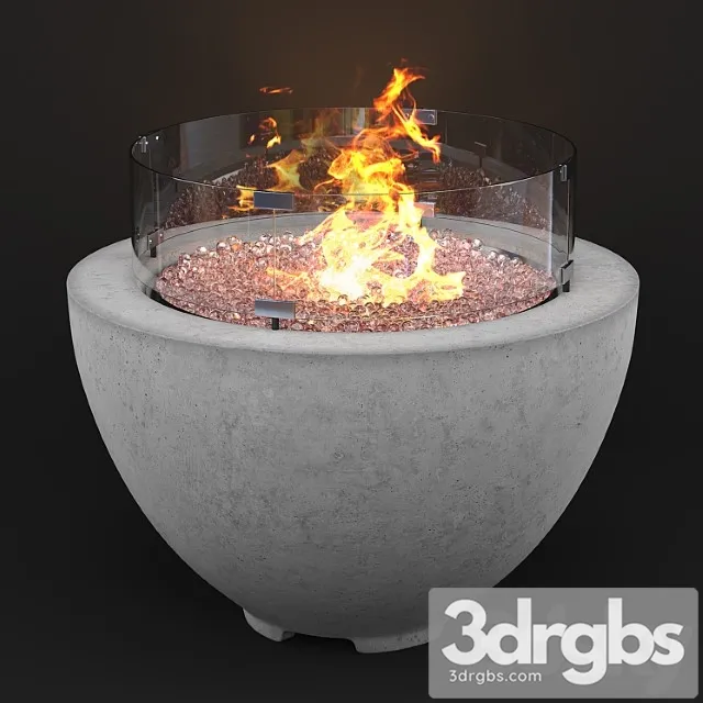 Wyfair cove concrete propane natural gas fire pit 3D Model Free