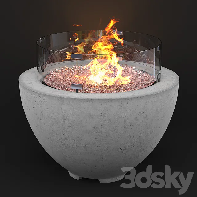 Wyfair - Cove Concrete Propane Natural Gas Fire Pit 3DModel