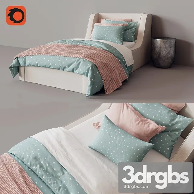 Wynne Slipcovered Bed 3D Model Free