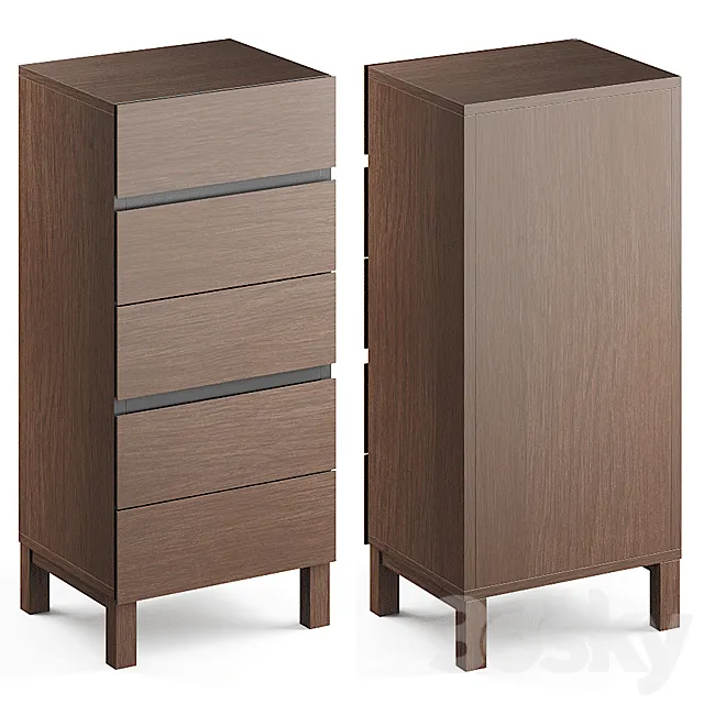 Xander Tall Chest Of Drawers Walnut 3D Model