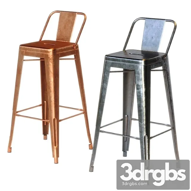Xavier pauchard tolix style metal bar stool 2 3D Model Free
