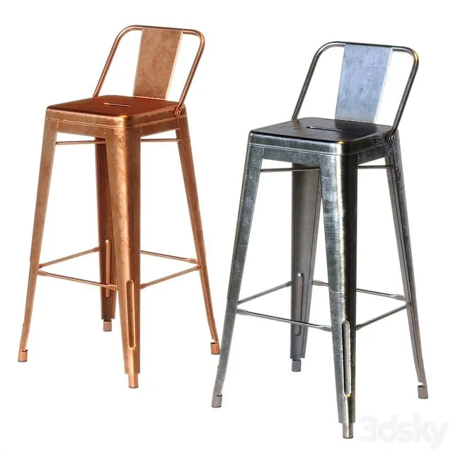Xavier Pauchard Tolix Style Metal Bar Stool 3D Model