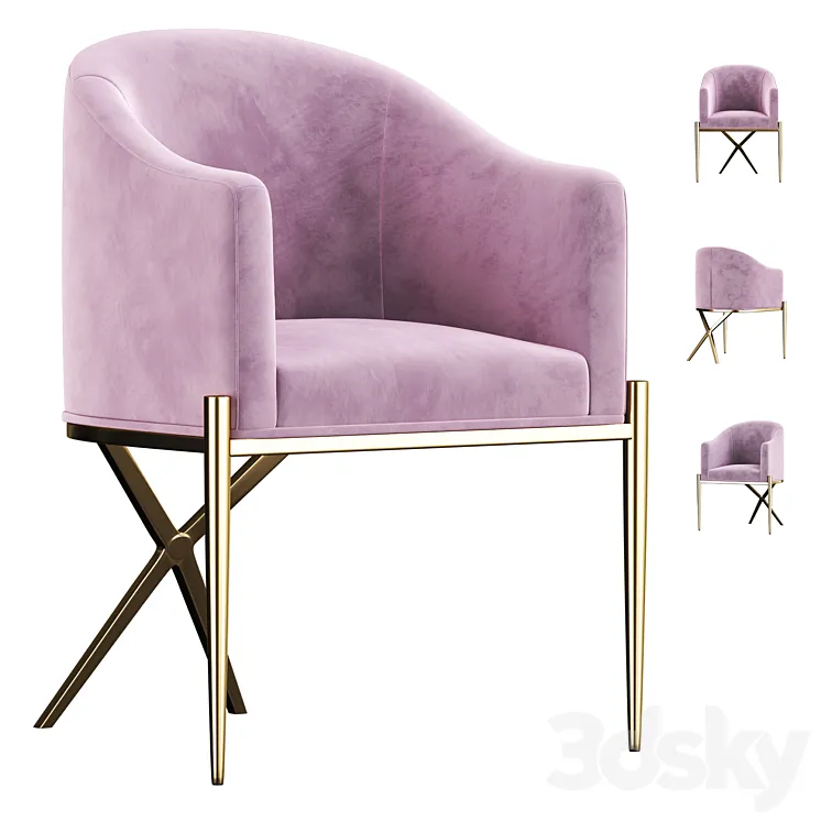 Xavier Velvet Dining Chair 3D Model Free