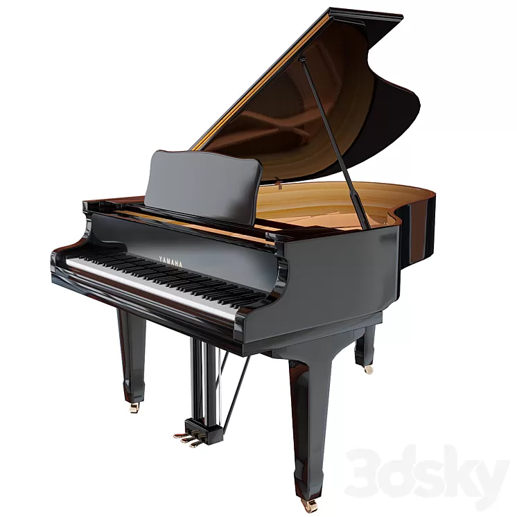 Yamaha C3 acoustic grand piano 3D Model Free