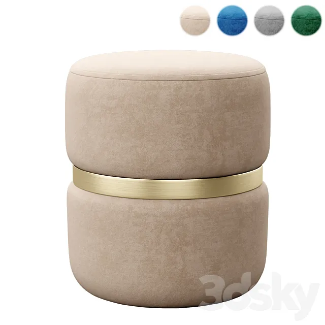 Yamma Velvet Ottoman by tov 3D Model