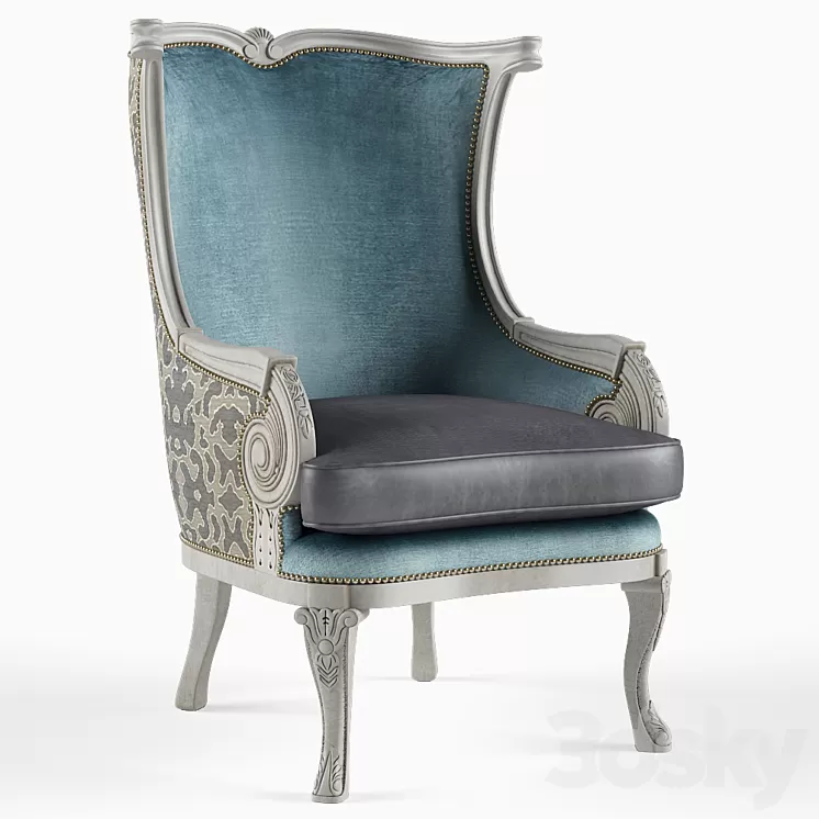 Yasmine Leather Wing Chair 3D Model