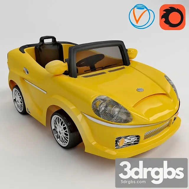 Yellow Car Toy 3D Model Free