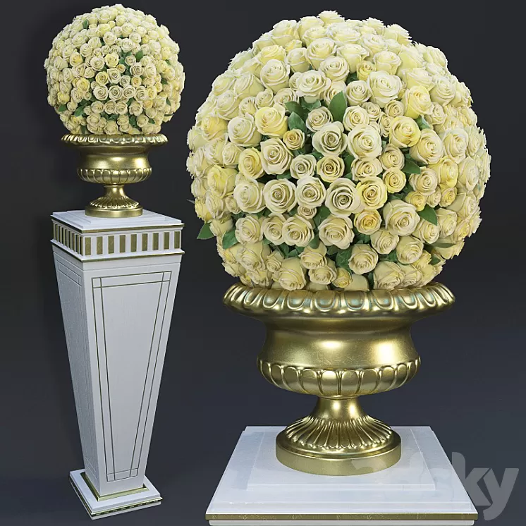 Yellow Roses 3D Model