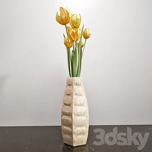 Yellow tulips 3D Model