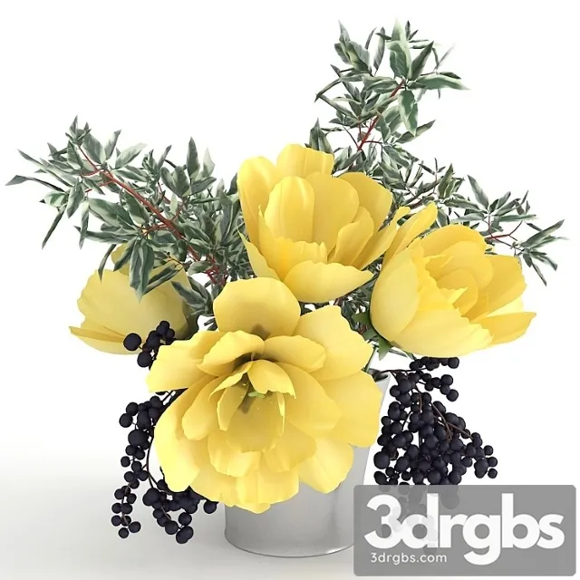 Yellow tulips and grapes