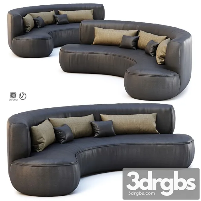 Yenifer Restaurant Leather Sofa Semi Round Leather Sofa 3D Model Free