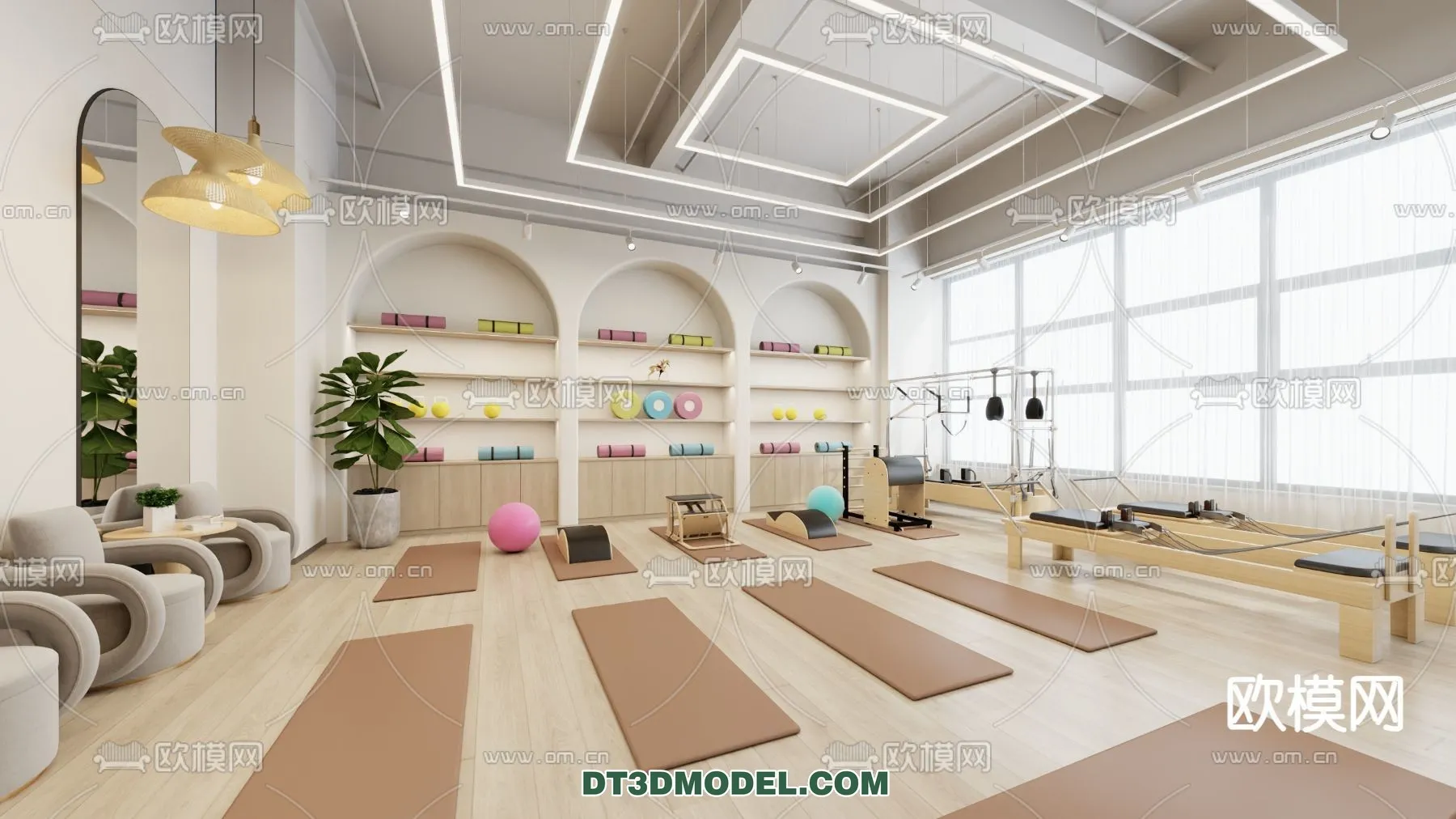 Yoga Room With Thoughtful Design - 3D Scenes - 038