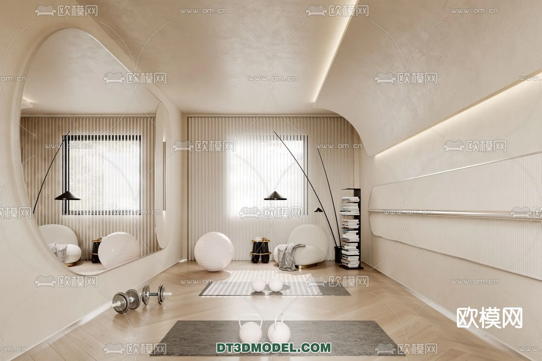 Yoga Room With Thoughtful Design - 3D Scenes - 046