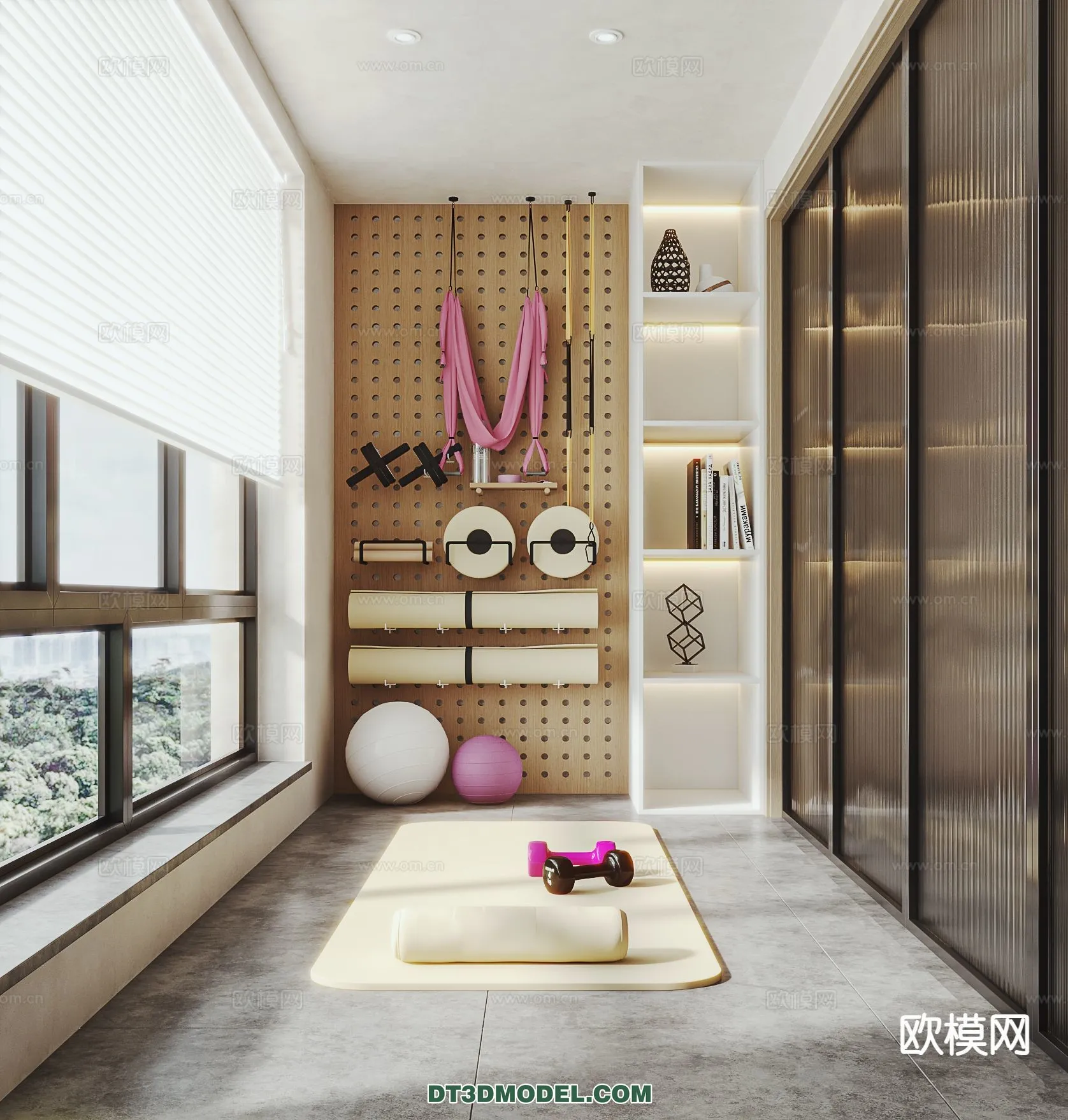 Yoga Room With Thoughtful Design - 3D Scenes - 098