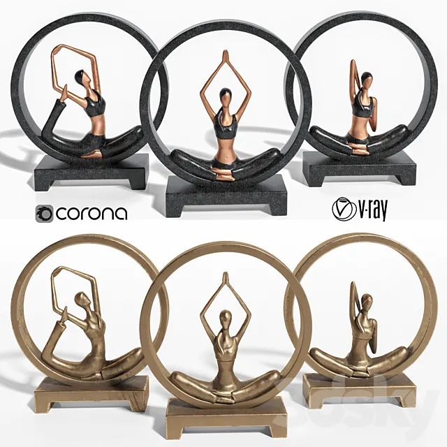 yoga woman statue 02 3D Model