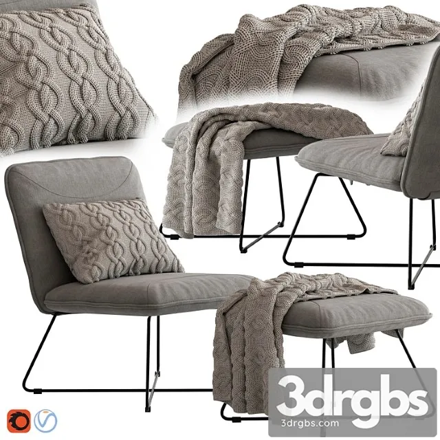 Yolanda lounge chair and ottoman 3D Model Free