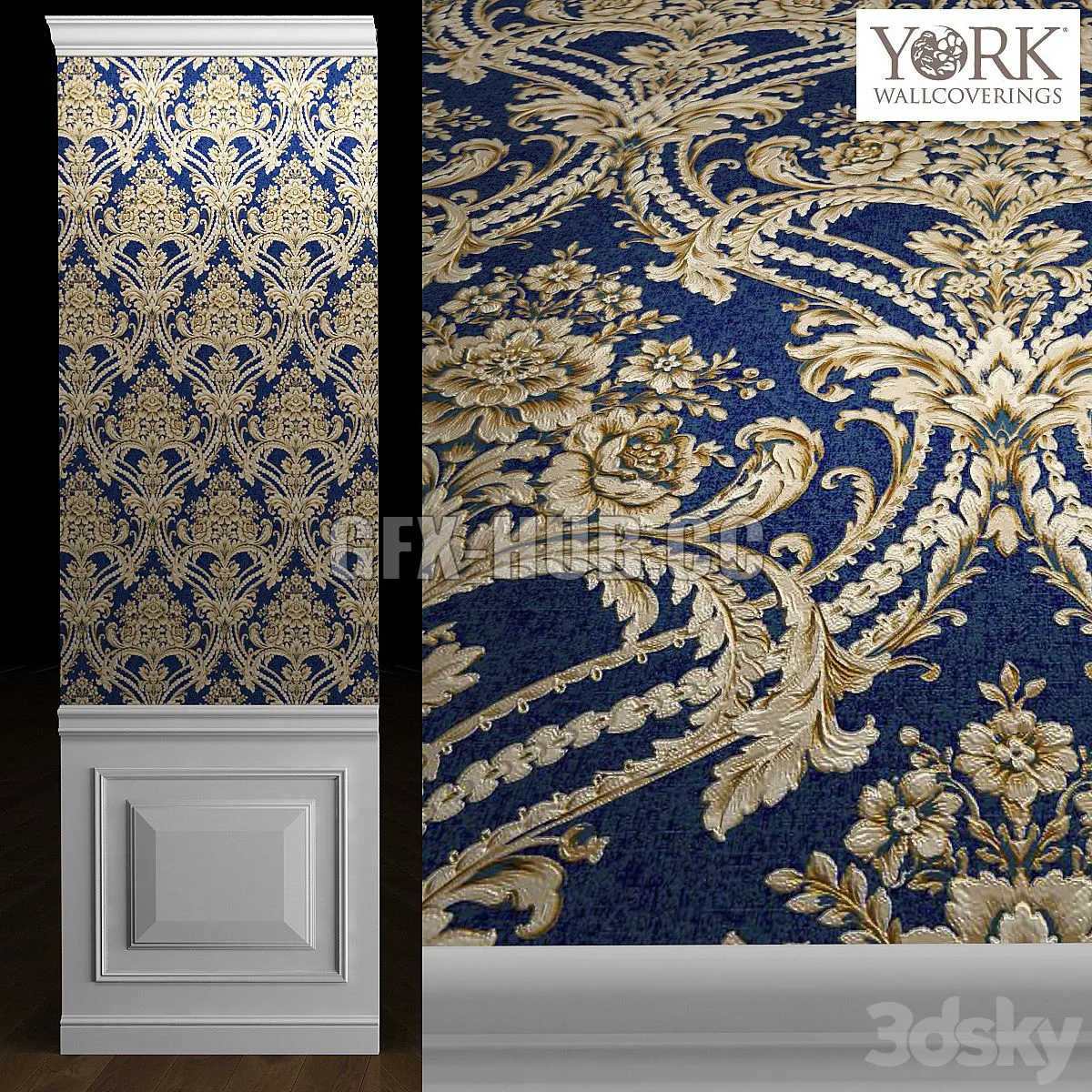York Wallcoverings DAMASK Wallpaper 3D Model