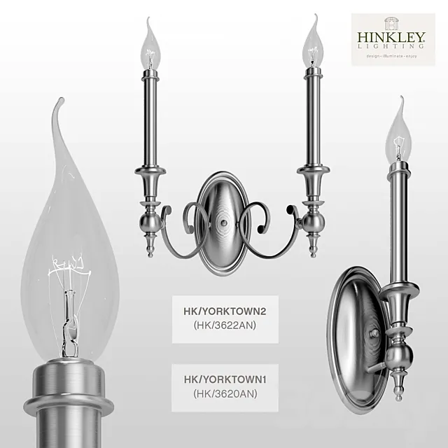 Yorktown 1Lt and Yorktown 2Lt Wall Light 3D Model