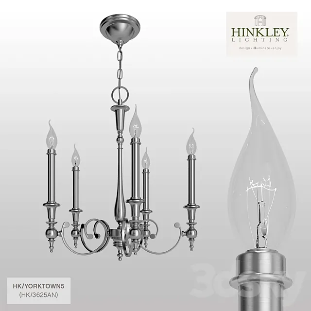 Yorktown 5Lt Chandelier 3D Model