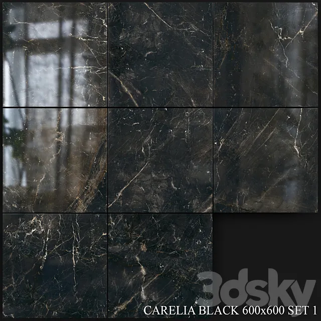 Yurtbay Seramik Carelia Black 600x600 Set 1 3D Model