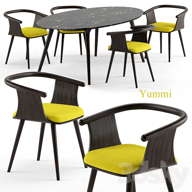 Yuumi chair and Ademar table - Bross Italy 3DModel
